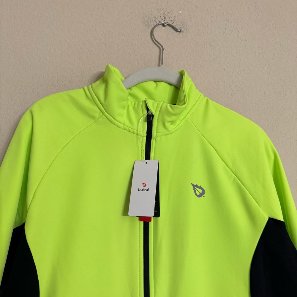 Baleaf Jacket Sz M Neon Yellow Cycling Running Softshell Waterproof Cold Weather - Picture 4 of 16